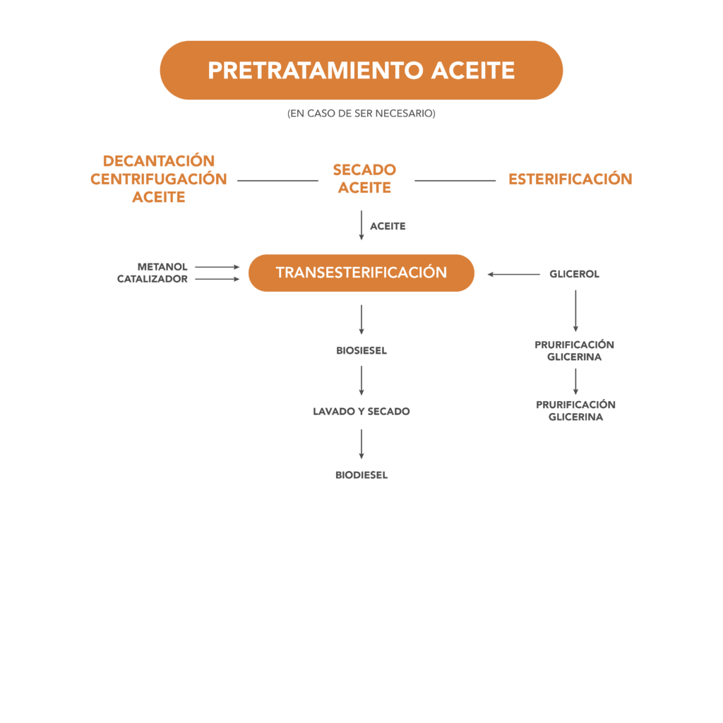 Diagrama del proceso de transesterificación